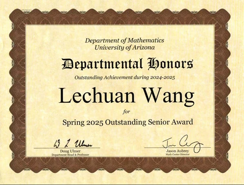 University of Arizona Outstanding Senior Award